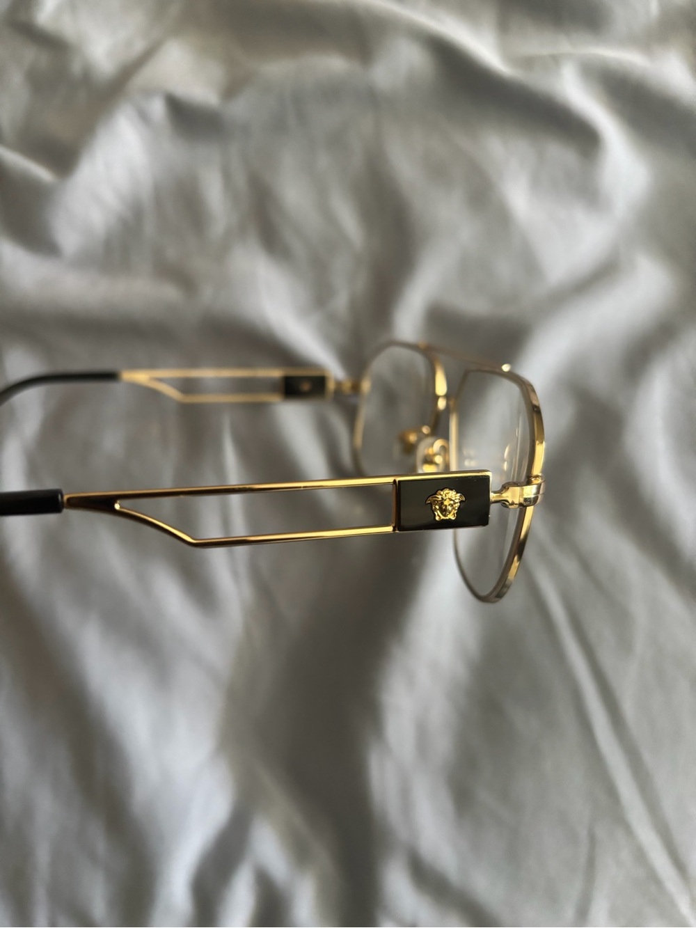 Versace Gold and Black Medusa Aviator Sunglasses